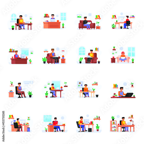 Collection of Work from Home Flat Illustrations    © SmashingStocks
