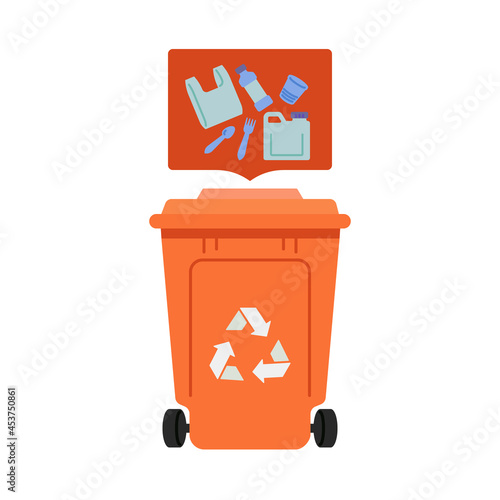 Plastic recycling bin vector illustration