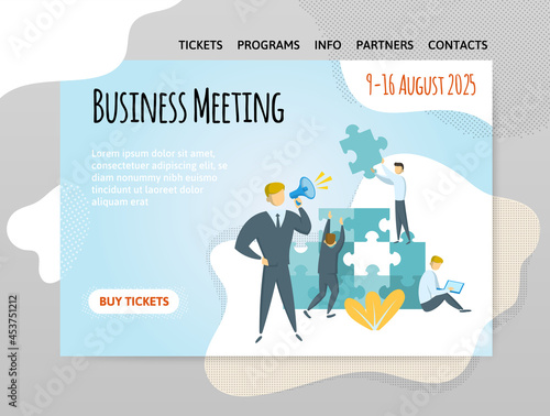 Business conference or other event. Leadership and teamwork. Vector illustration, design template of website header, banner or poster.