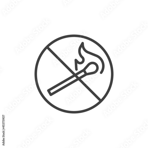 Burning match prohibition line icon