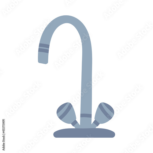 Tap or Faucet as Equipment with Valve for Flowing or Running Water Vector Illustration
