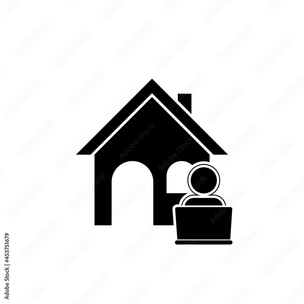 Working at home icon isolated on white background Working at home icon isolated on white background