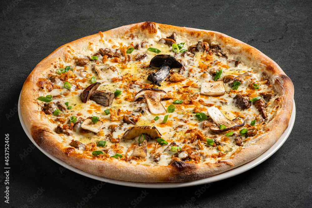 pizza with mushrooms and vegetables