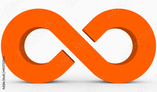 Infinity symbol 3d orange isolated on white background