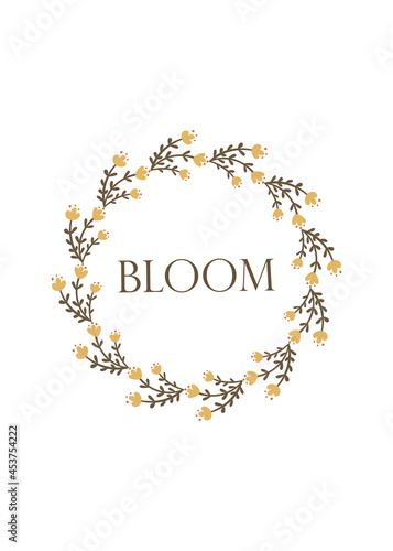 Bloom - greeting card template design. Vector illustration.