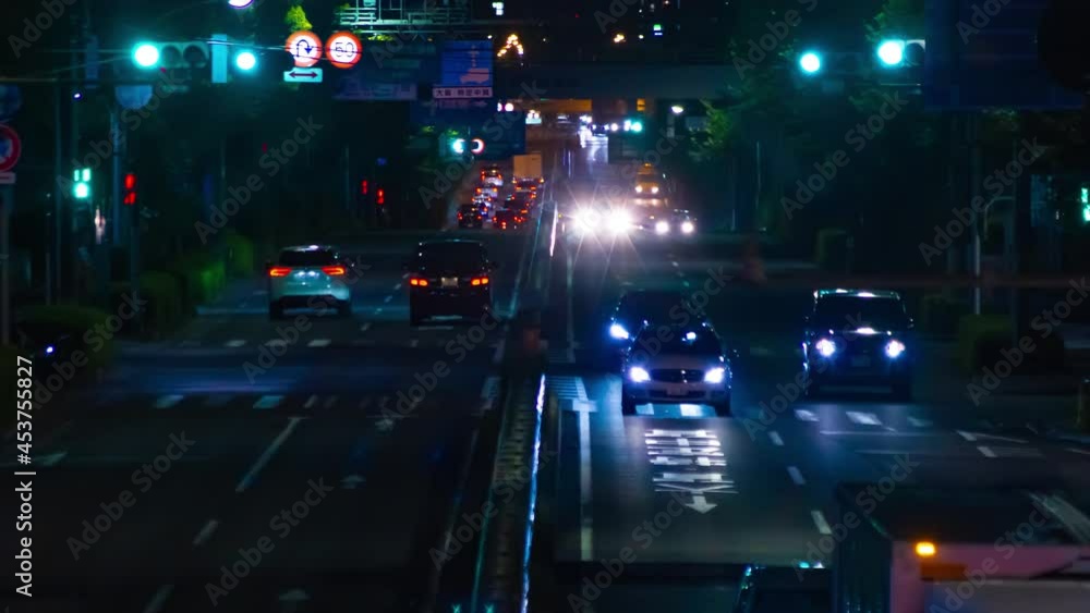 A night timelapse of the downtown street in Tokyo long shot zoom A night timelapse of the downtown street in Tokyo long shot zoom