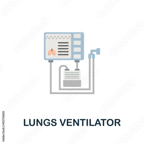 Lungs Ventilator flat icon. Colored sign from oxygen collection. Creative Lungs Ventilator icon illustration for web design, infographics and more