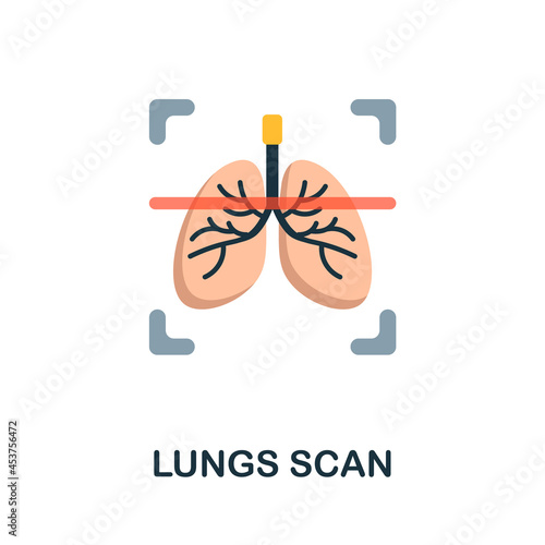 Lungs Scan flat icon. Colored sign from oxygen collection. Creative Lungs Scan icon illustration for web design, infographics and more