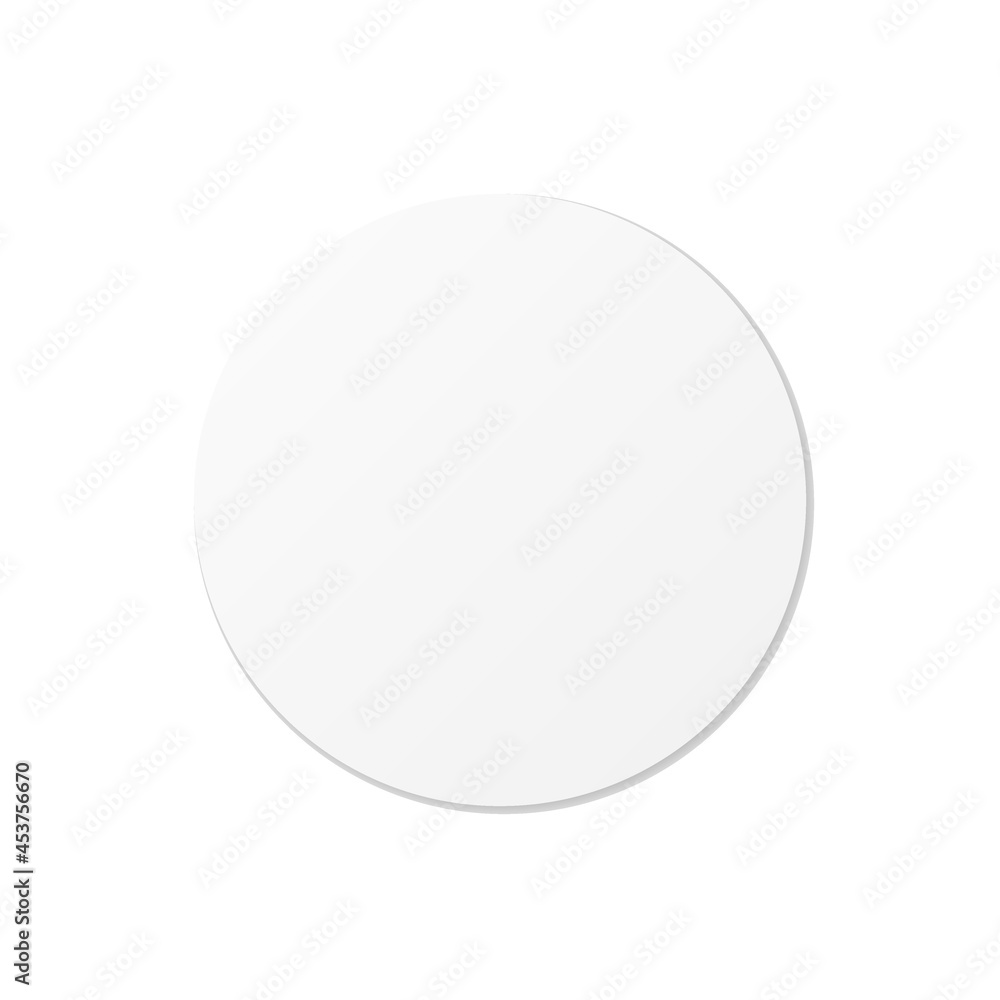 Circle beer coaster. Empty white mockup. Pprotection coaster for beer glasses, tea cups isolated on white background. Branding template vector illustration. Circle beer coaster. Empty white mockup. Pprotection coaster for beer glasses, tea cups isolated on white background. Branding template vector illustration.