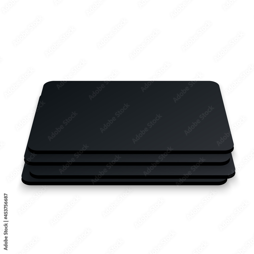 Square beer coaster. Empty black mockup. Pprotection coaster for beer glasses, tea cups isolated on white background. Branding template vector illustration. Square beer coaster. Empty black mockup. Pprotection coaster for beer glasses, tea cups isolated on white background. Branding template vector illustration.