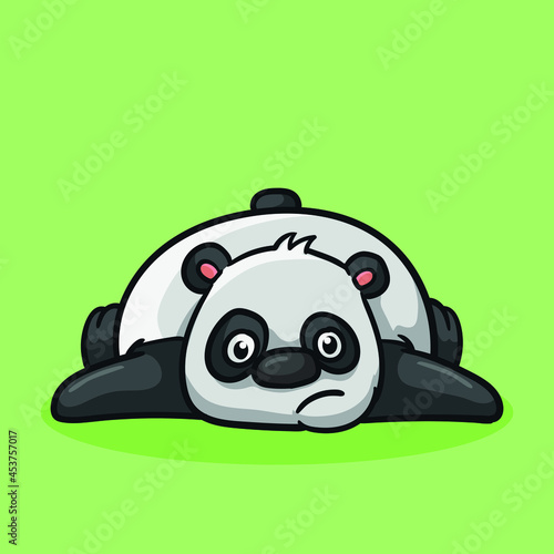 cute panda face down tired, cartoon style