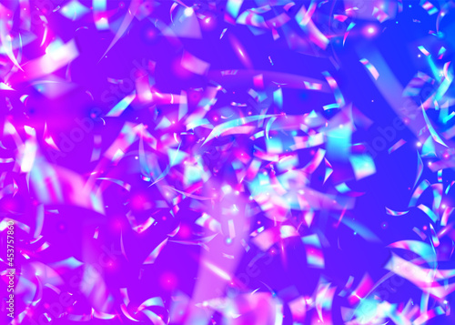 Iridescent Glitter. Falling Sparkles. Blue Party Background. Lux