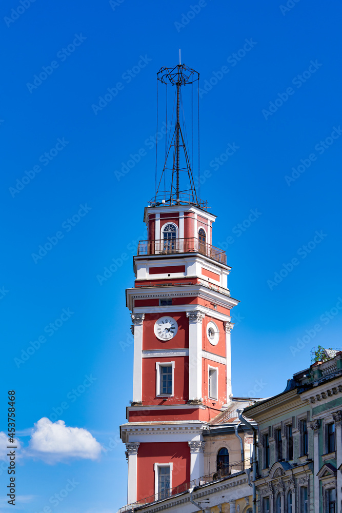 Tower of City Council building on Nevsky Prospect in St.Petersburg, Russia