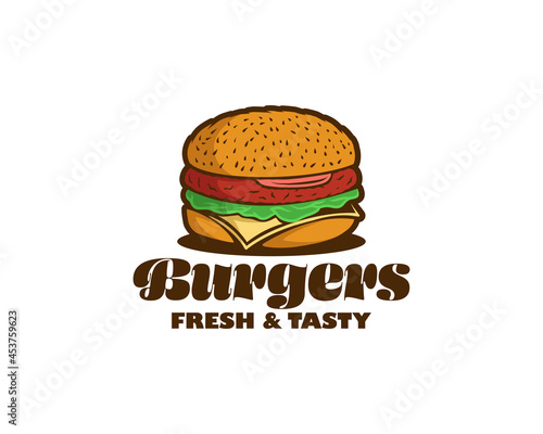 hamburger logos. colorful burger logo for restaurant or cafe. logo design template