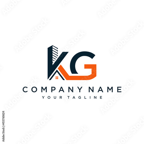 Letter KG Vector Logo. Home Icon and Symbol.