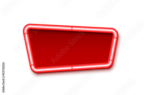 Retro announcement board sign. Cinema billboard or theatre signage, jackpot in lottery victory vector illustration. Red commercial sign board with light neon bulbs on white background