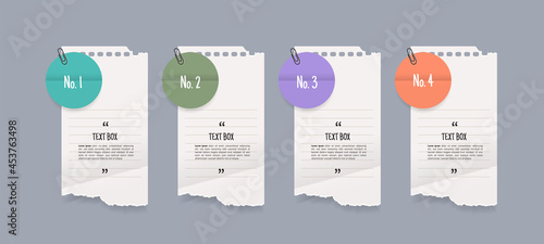 Text box design with note papers.	
