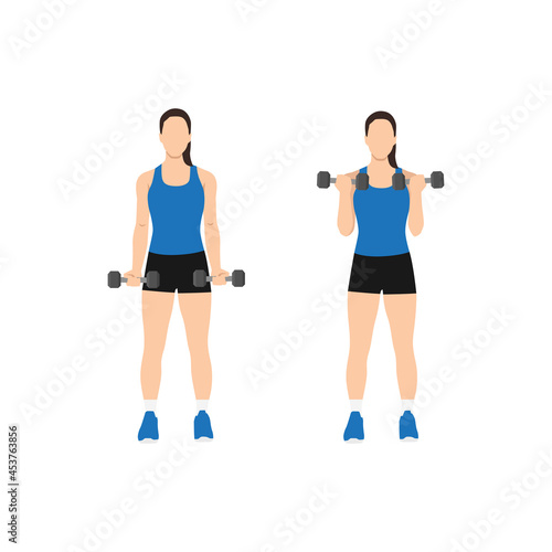 Canvas Print Woman doing dumbbell bicep curls