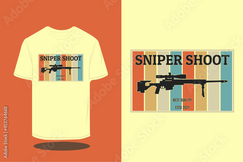 sniper shoot silhouette retro t-shirt design