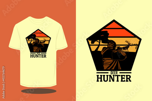 deer hunter silhouette retro t-shirt design