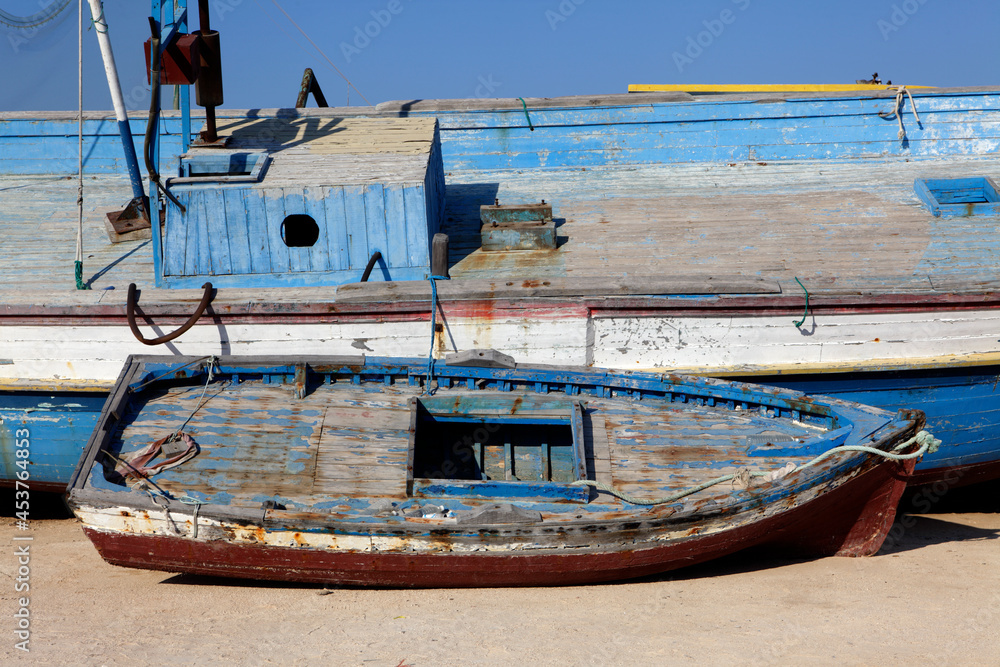 Shipwrecks used by clandestine immigrants to cross the Mediterranean sea, Lampedusa, Italy