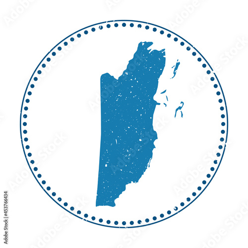 Belize sticker. Travel rubber stamp with map of country, vector illustration. Can be used as insignia, logotype, label, sticker or badge of Belize.