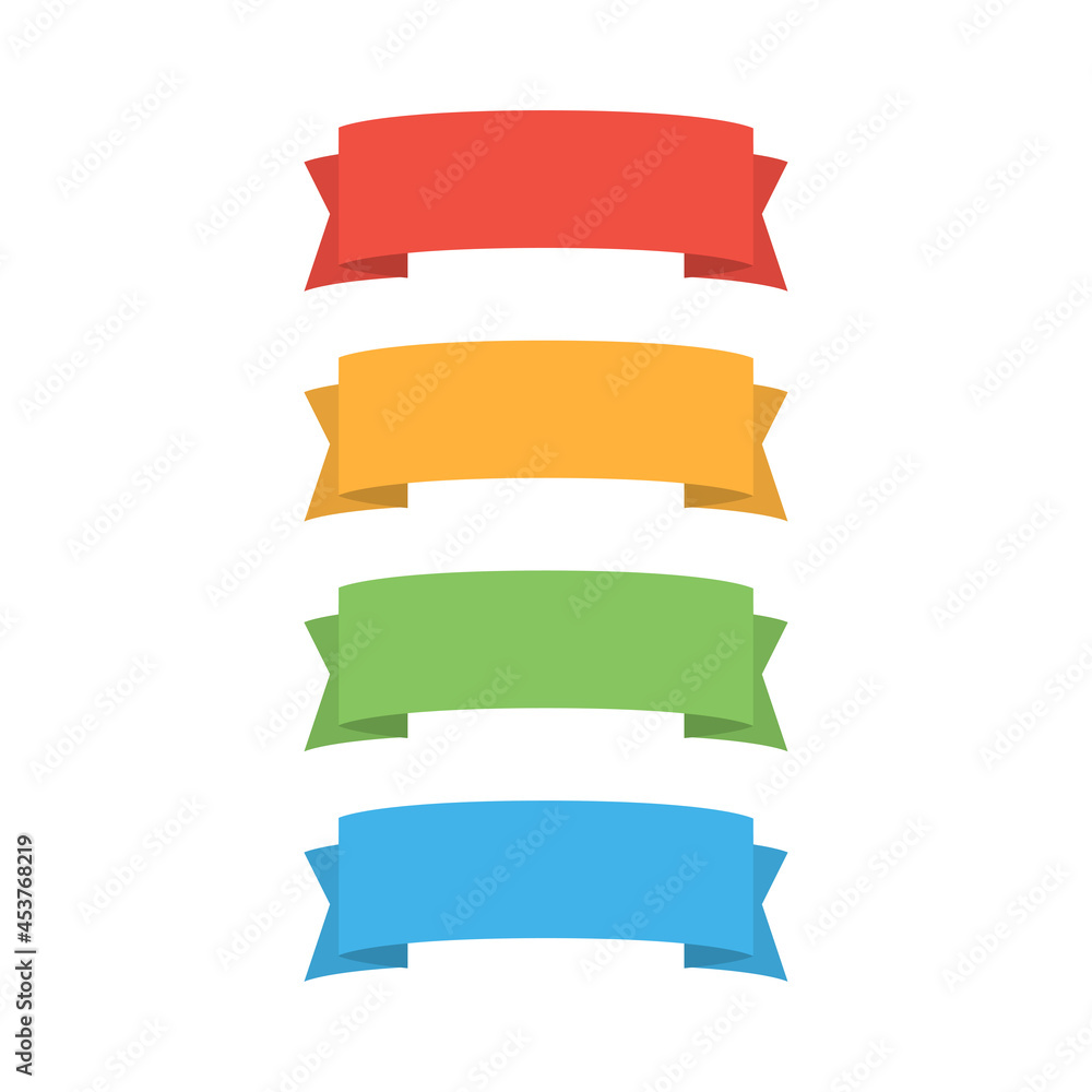 Decoration ribbon set isolated on white background. Label, badge and borders collection. Simple style. Vector illustration EPS 10.