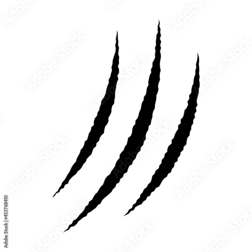 Claw scratch marks or animal attack flat vector icon for games and websites