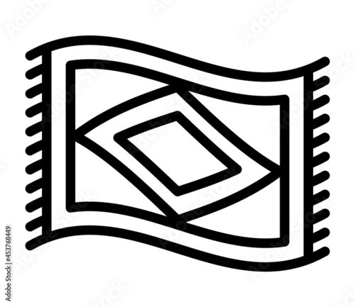 Magic carpet or flying carpet line art vector icon for games and websites
