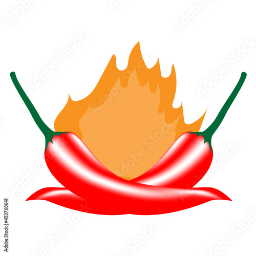 Red chili with fire icon on white background,vector illustration