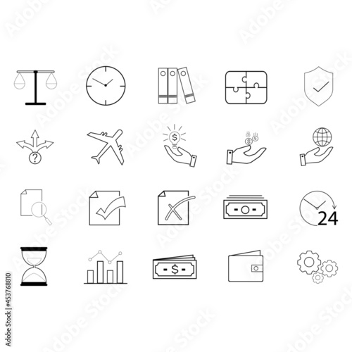 Business simple line icon set on white background, vector illustration