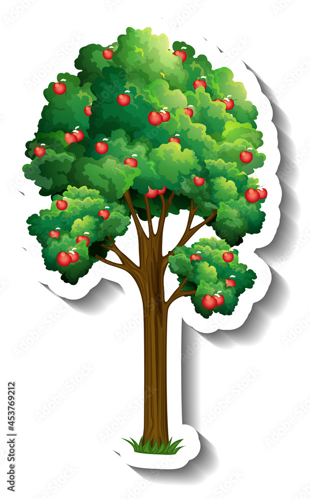 Apple tree sticker on white background