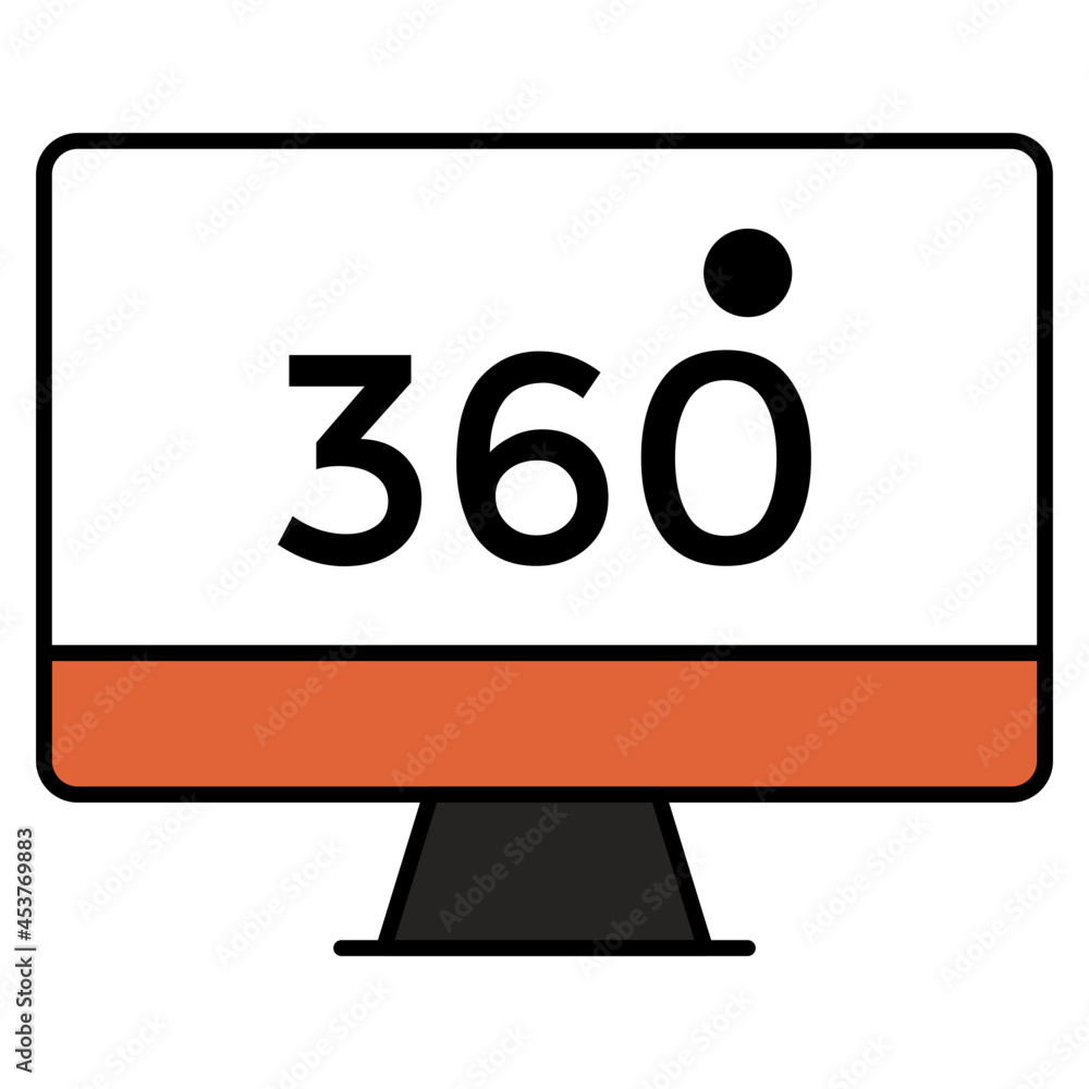 A flat design icon of 360 degree screen A flat design icon of 360 degree screen