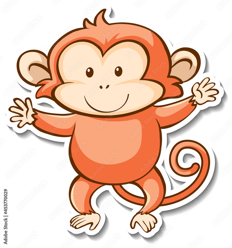 Fototapeta premium Sticker design with cute monkey isolated
