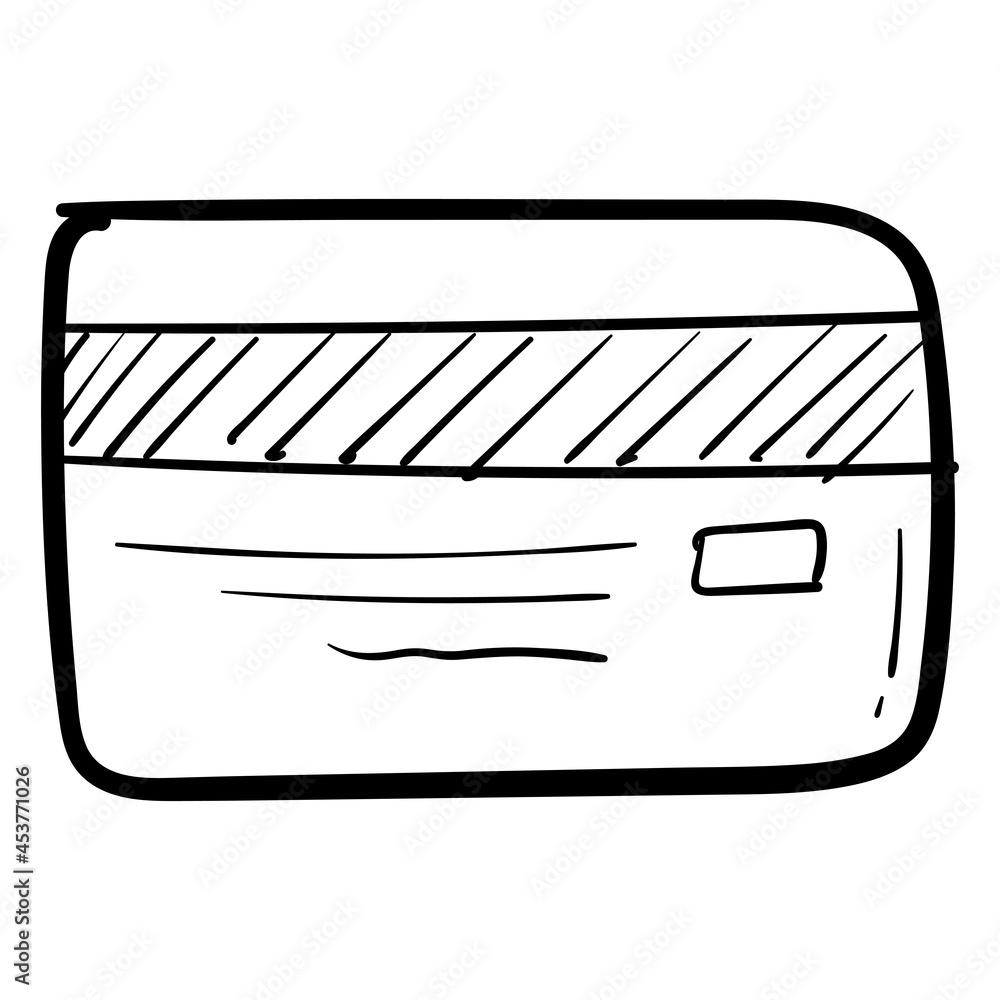 hand drawn credit bank card icon in doodle style isolated hand drawn credit bank card icon in doodle style isolated