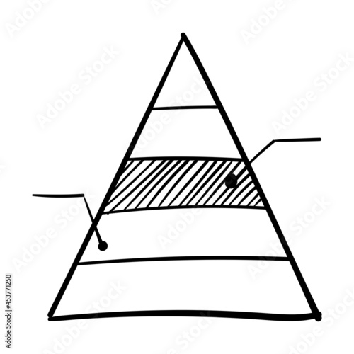 hand drawn financial pyramid chart icon in doodle style isolated