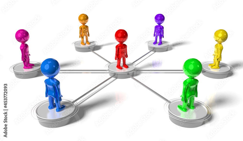 Group of cartoon characters - social networking concept - 3D illustration Group of cartoon characters - social networking concept - 3D illustration