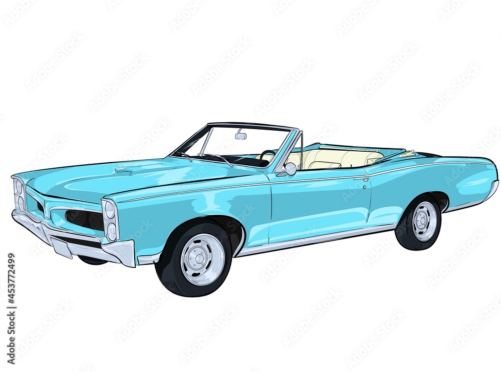 american muscle car cabrio blue wallpaper