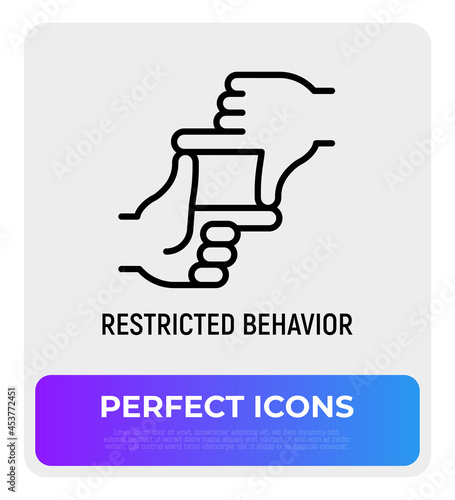 Restricted behavior thin line icon, gesture finger frame. Modern vector illustration autism symptom.