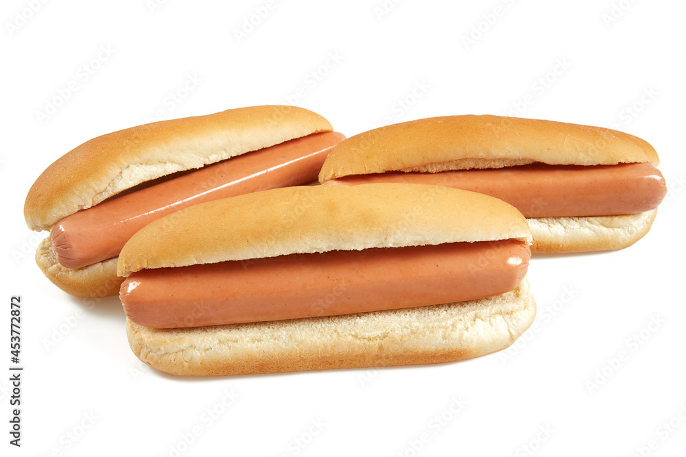hot dogs with mustard and ketchup isolated on white background hot dogs with mustard and ketchup isolated on white background