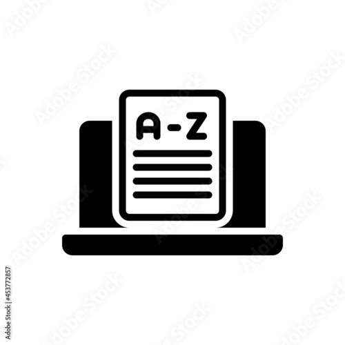 Black solid icon for vocabulary  photo