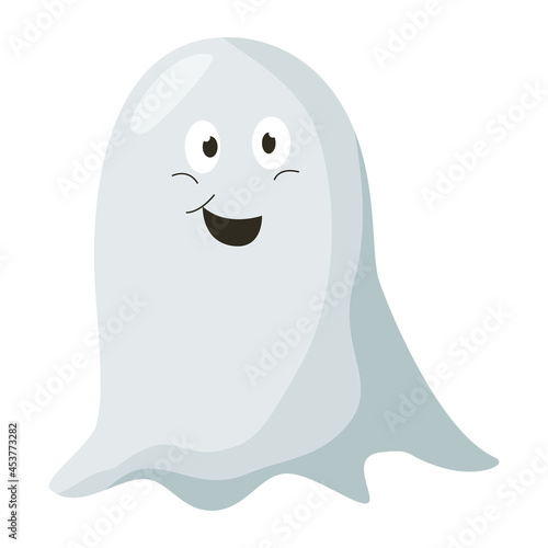 Cartoon Cute little smiling ghost Halloween decoration element