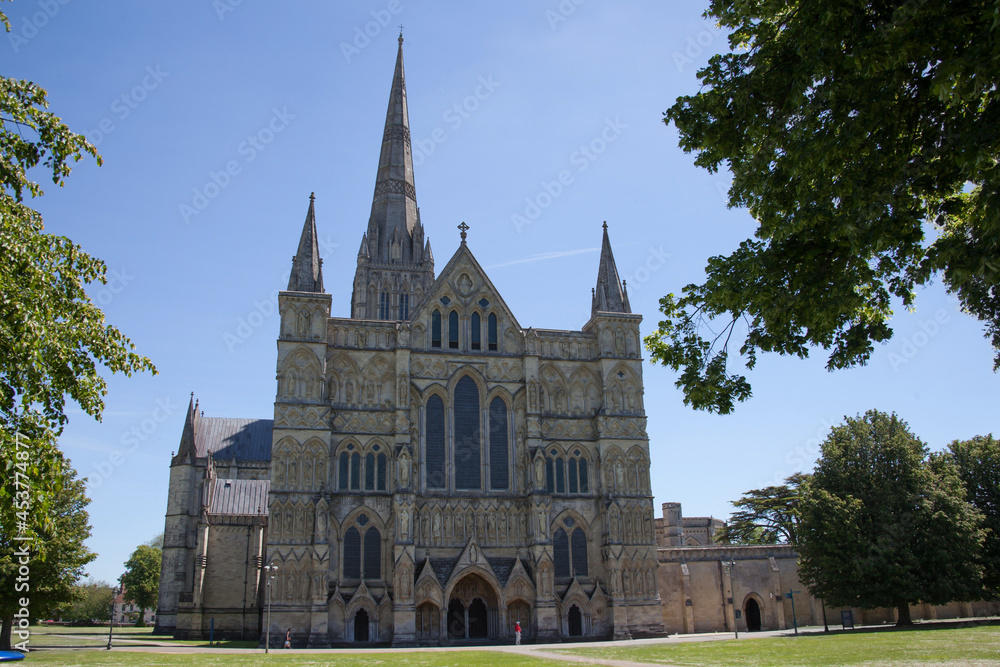 Views of Salisbury Cathedral in Wiltshire in the UK