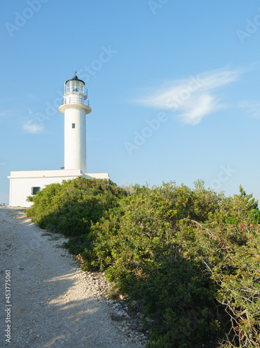 White lighthouse at the Greek island Lefkada