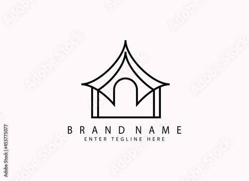 Logo Design Template, Ancient Joglo Traditional Illustration House