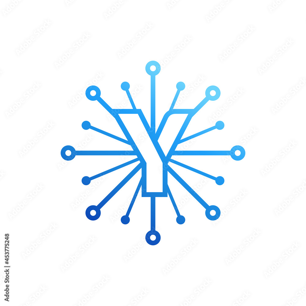 Letter y technology logo designs, Letter y connect dot network logo ...