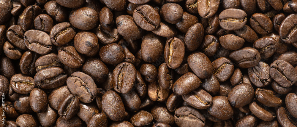 coffee beans, top view background coffee beans, top view background