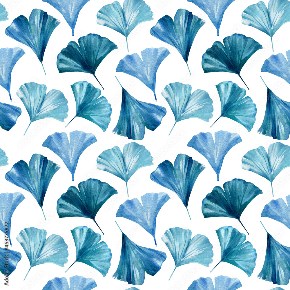 Watercolor seamless pattern of leaves. Hand painted tropical plants. Floral illustration for design, fabric background. Watercolor seamless pattern of leaves. Hand painted tropical plants. Floral illustration for design, fabric background.