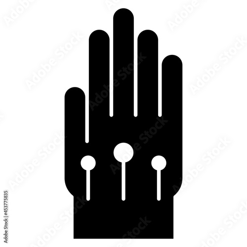 Modern technology hand covering icon, solid design of vr glove