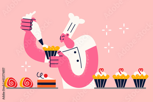 Baking sweets and cupcakes concept